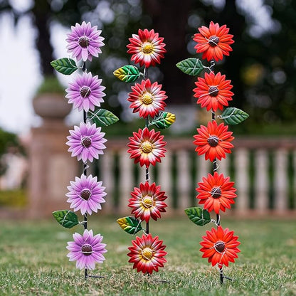 Set of 3 Solar Garden Lights,22.6'' H Flowers Decorative Garden Stakes,Waterproof Metal Spring Yard Art Decor,Solar Stake Lights for Outside,Lawn,Yard,Patio