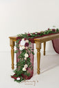 Artificial Floral Garland, 6 Ft Eucalyptus with Marsala and Blush Roses
