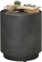 HOMCOM Round Side Table, Lightweight Accent Table with Concrete Finish, End Table with 4 Adjustable Feet for Indoor, Outdoor, Dark Gray