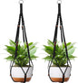 Macrame Plant Hanger - Fits 6 to 15 inches Pots for Indoor Outdoor, 43 Inch, Set of 2, Black (POTS NOT Included)
