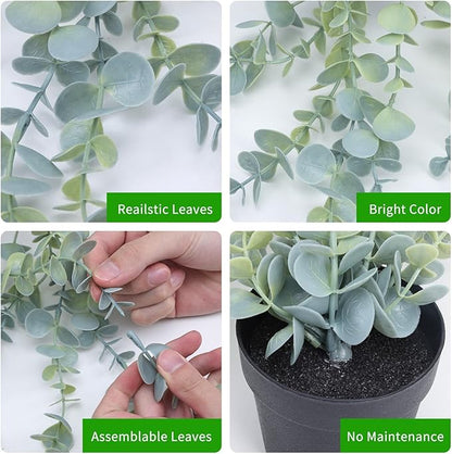 COCOBOO 3pcs Hanging Fake Plants, Artificial Hanging Plants Fake Potted Eucalyptus for Wall Room Home Patio Indoor Outdoor Decor