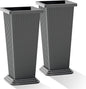 Set of 2 Tall Planters with Drainage Tray, 24 Inch Large Flower Pots for Indoor Outdoor Plants Mordern Planter Weather-Resistant for Patio, Front Door Decor, Garden (Gray Ribbed)