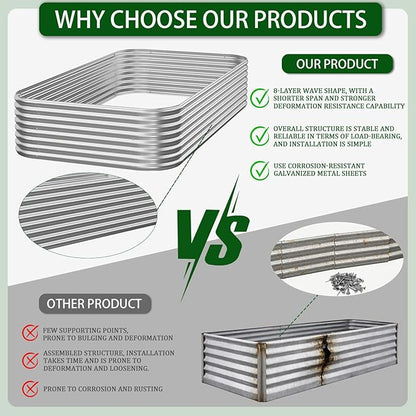3 PCS 4x2ft Galvanized Raised Garden Bed Outdoor, Metal Garden Bed for Vegetables, Above Ground Garden Box for Flower, Steel Raised Beds for Gardening