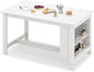 SERWALL Outdoor Bar Table, All Weather HDPE 36" Counter Height Dining Table with Storage and Wine Rack for Patio, Garden, Backyard, Balcony, Poolside, White