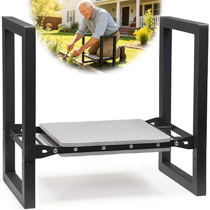 Workseat Garden Kneeler with Assist Handles, Matte Black Metal Frame