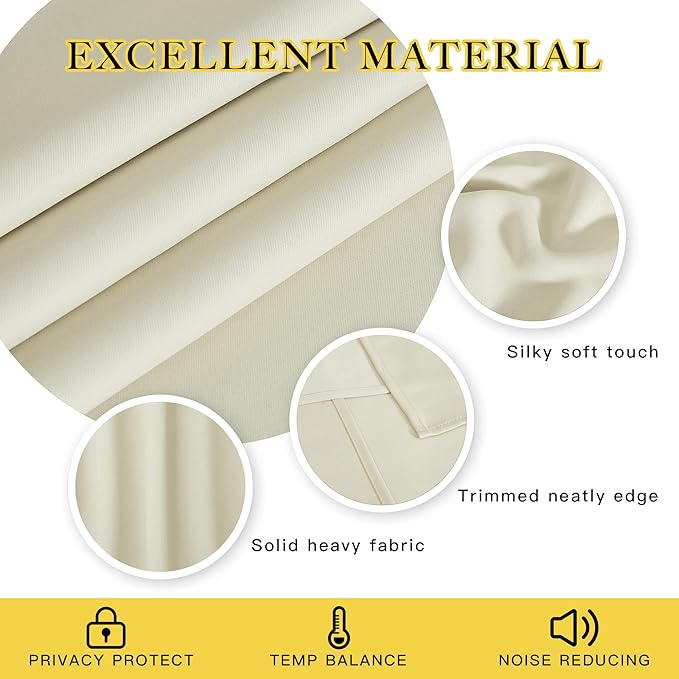 NICETOWN Room Darkening Beige Curtain 120 inch Length - Grommet Solid Thermal Insulated Doorway Drape Blackout Curtain for Bedroom/Living Room (1 Panel, W52 X L120)