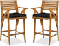Best Choice Products Set of 2 Outdoor Acacia Wood Bar Stools Bar Chairs for Patio, Pool, Garden w/Weather-Resistant Cushions - Black