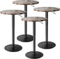 Flamaker Round Bistro Pub Table 23.6 Inch Height Adjustable 360° Swivel Bar Table Metal Base for Pub, Dining Room, Party (4, Marble-Black)