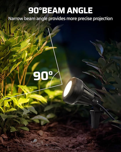 DEWENWILS 120V LED Outdoor Spotlight, 3 Extra Lenses (Red Green Yellow), 5.5W 5000K Plug in Spotlight, Waterproof Landscape Light for Yard, Tree Flag, Holiday, 5FT Extension Cord, UL Listed