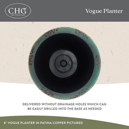 Classic Home and Garden Vogue Planter Pots w/Pottery Quality Finish - Modern Indoor & Outdoor Flower Pots - UV-Resistant Porch Planters - Decorative Pot for Flowers & Herbs (8” Burnished Rust)