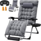 Homall Oversized Zero Gravity Chair, 32In Recliner Lounge Chair with Removable Soft Cushion and Cup Holder, Adjustable Anti Gravity Chair Folding Patio Chairs Padded for Indoor and Outdoor, Grey