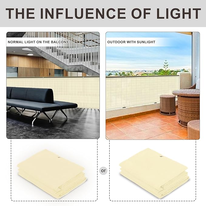 LOVE STORY Balcony Privacy Screen, 2.5'x6' Deck Shield Screen Fence Cover,UV Protection and Weather-Resistant,3 FT Height for Deck, Patio, Backyard, Outdoor Pool, Porch, Railing, Butter Cream