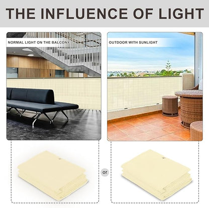 LOVE STORY Balcony Privacy Screen, 2.5'x6' Deck Shield Screen Fence Cover,UV Protection and Weather-Resistant,3 FT Height for Deck, Patio, Backyard, Outdoor Pool, Porch, Railing, Butter Cream