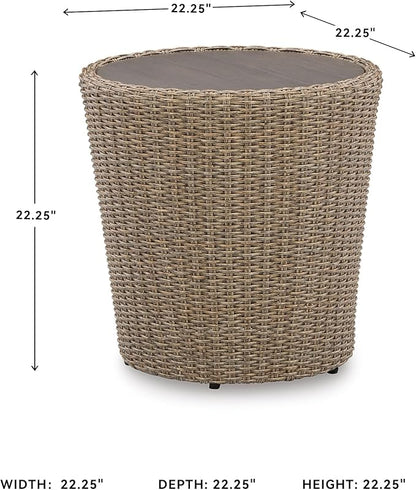 Signature Design by Ashley Danson Bohemian Outdoor End Table, Light Brown