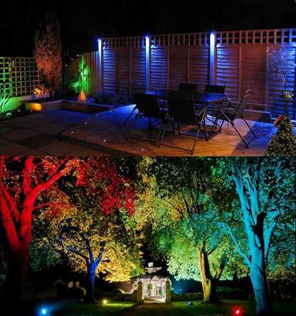 TOVEENEN Color LED Outdoor Landscape Spotlight - 120V 12W Waterproof Spot Lights for Christmas Halloween Yard House, 2 Pack