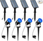 T-SUNUS 4 Pack Solar Landscape Spotlights - Blue, Waterproof IP65, 9.8ft Cable, 2000mAh Solar Panel, Auto On/Off for Garden, Driveway, Pathway, Pool Area