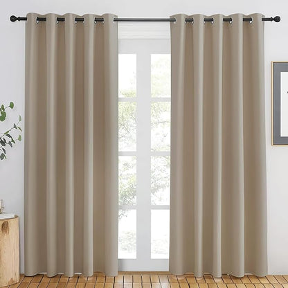 NICETOWN Taupe Blackout Curtains 84 inch Length, Grommet Top Room Darkening Drapes for Bedroom Living Room, Light Blocking Window Covering for Privacy (W66 x L84 Inch, 1 Panel)