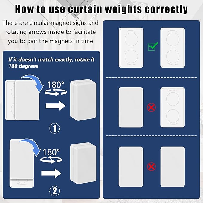 36pcs Outdoor Curtain Weights, Plastic Wrapped Magnetic Drapery Weights, Waterproof Heavy Duty Curtain Magnets for Heavy Wind Outside, Shower Curtain, Tablecloth, Flag (White)