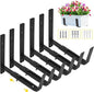 LukLoy Window Planter Box Brackets, 6 Pack Adjustable Heavy Duty Wall Mount Window Flower Boxes Outdoor with Bracket (6 to 12 in), with 70lbs Capacity, Black