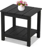 Stoog Outdoor Side Table with 2 Layer Storage, All-Weather Rectangular End Table, Low Maintenance, Black