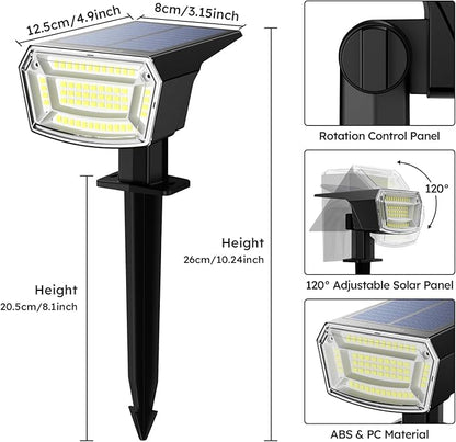 TECKNET Spot Lights Outdoor with 59 LED, 4 Pack Solar Lights Outdoor Waterproof IP65, Auto On/Off Solar Spot Lights, 3 Lighting Modes Solar Powered Garden, 2-in-1 Solars Landscape Light (Cool White)