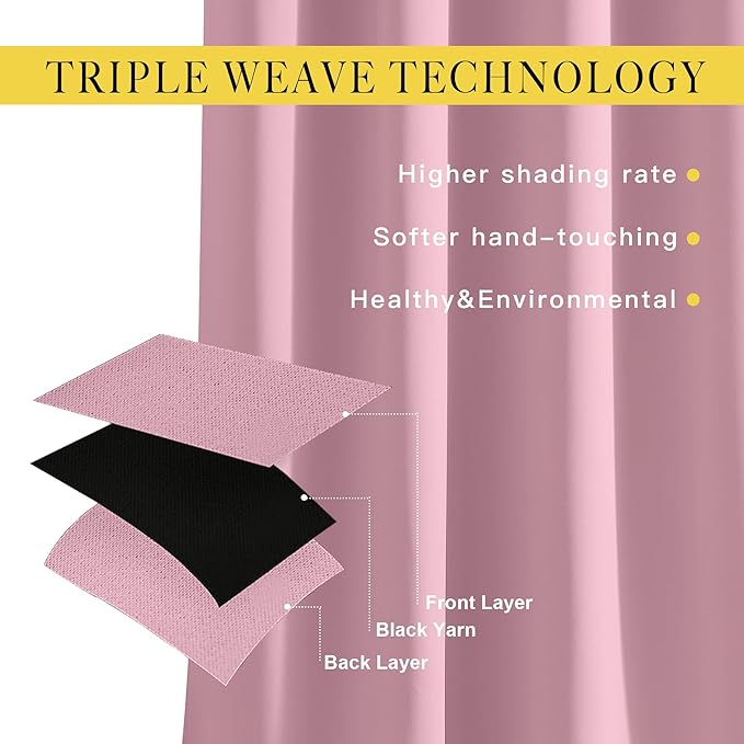 NICETOWN Blackout Drapery Curtain Panel 90 inches Long - Window Treatment Thermal Insulated Grommet Blackout Curtain/Drape for Bedroom Living Room (Rouge Pink, 1 Panel, 46 by 90 inches)