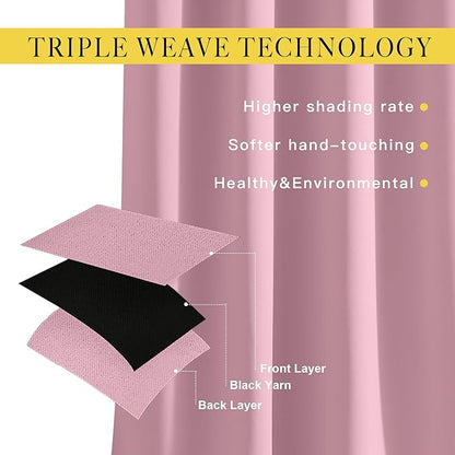 NICETOWN Blackout Curtains for Sliding Glass Door Room Divider Noise Reduce Curtain Panel Portable Window Screen Sliding Partition, W100 x L102 inches, 1 Panel, Rouge Pink