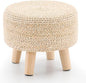 Wimarsbon Round Foot Stool Natural Seagrass Poufs Ottoman Hand Weave Footrest Stool for Couch Desk Extra Seat Step Stool with Solid Wood Legs for Hallway Patio Lounge Natural