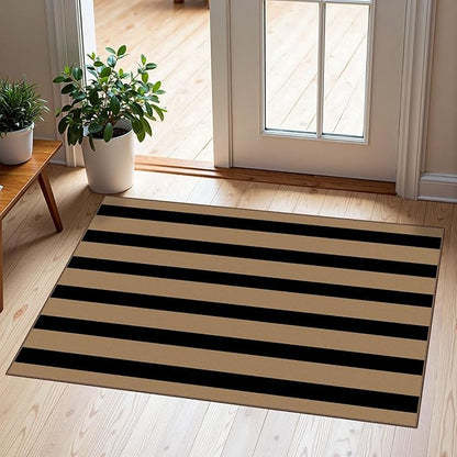 Outdoor Rugs Striped Door Mat, Brown and Tan, 2 x 3 Ft