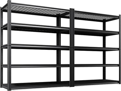 Set 2 Garage Shelving-3000 lbs 5 Tier Storage Shelves,Adjustable Heavy Duty Metal Shelving Unit and Storage Large Wire Rack,Utility Steel Shelf for Warehouse Industrial Pantry Basement -78"x46"x20"