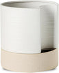 Nihow Self Watering Plant Pot: 8 Inch Ceramic Planter with Drainage Hole & Water Storage Plus for Indoor & Outdoor Plants - Cylinder Round Flower Pot for Succulent/Herbs/Violets - White & Brown