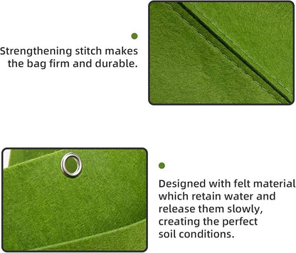 Hanging Planting Grow Bags, 9 Pockets Hanging Vertical Wall Planter Wall Mounted Grow Bag Outdoor Indoor Gardening Vertical Greening Flower Container, Planting Bags Storage Bags(0.5 m × 0.5 m, Green)