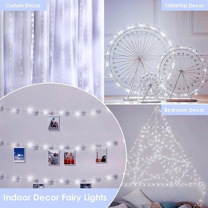 66Ft 200LED Fairy Lights Plug in with Remote, Waterproof String Lights Outdoor & Indoor 8 Modes with Timer, LED Twinkle Lights for Girl's Room Garden Patio Halloween Christmas Decorations (Cool White)