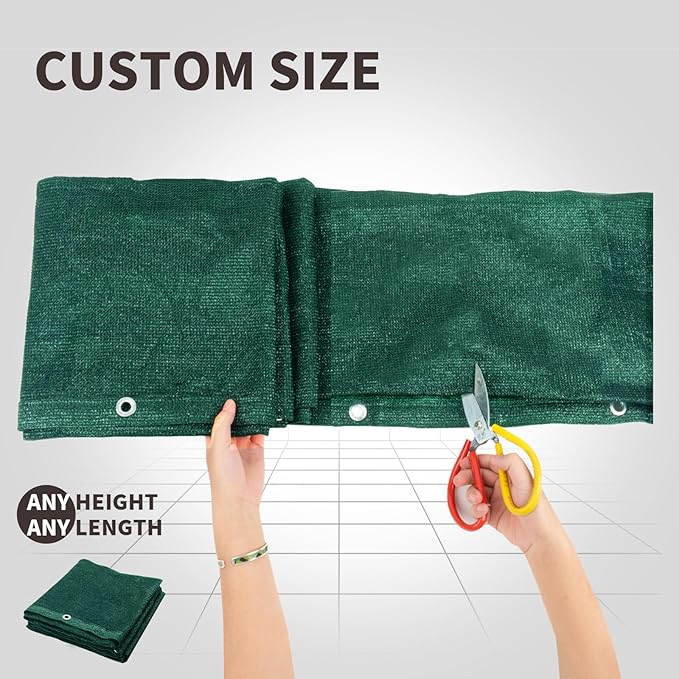 LOVE STORY Custom Size 3'x34' Dark Green Balcony Privacy Screen,UV Block Privacy Fence Screen,90% Shield for Outdoor Pool Garden Apartment Railing