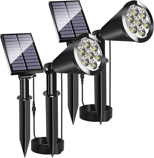 MEIHONG Solar Spot Lights for Outside, Waterproof Solar Spot Lights Dusk to Dawn, Solar Landscape Lights Solar Powered Lights for Garden Porch Walkway Patio (2 Pack)