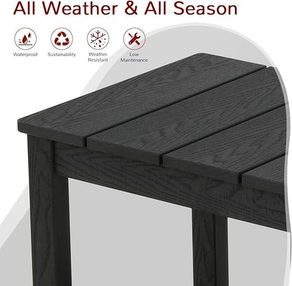 Stoog Outdoor Side Table with 2 Layer Storage, All-Weather Rectangular End Table, Low Maintenance, Black