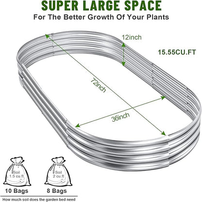 Land Guard Galvanized Raised Garden Bed Kit, 6×3×1ft Raised Garden Boxes Outdoor, Oval Metal Raised Garden Beds for Vegetables...