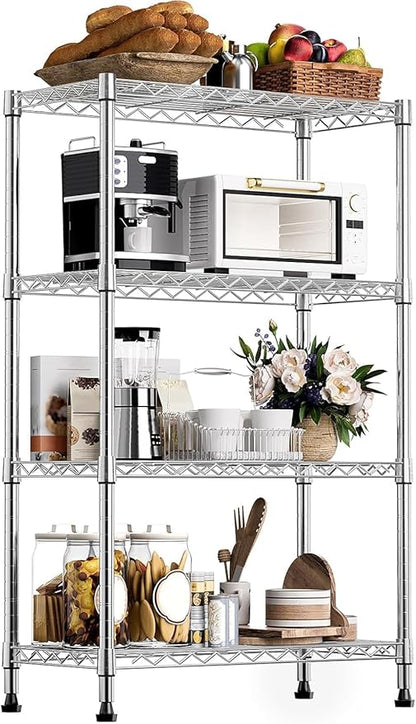 Xcity Storage Shelves, 4 Tier Heavy Duty Metal Shelving Unit, 1600 LBS Capacity Adjustable Steel Wire Shelf Organizer for Pantry, Kitchen, Garage, 14" D x 36" W x 54" H, Chrome