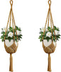 USLAI Macrame Plant Hanger Indoor Outdoor, Fits 3 to 6.5 inch Pots, Hanging Planter Holder with Beads and Tassels, Boho Home Decor, 35+35 Inch, Brown (POTS NOT Included)