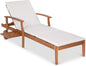 Best Choice Products 79x26in Acacia Wood Chaise Lounge Chair Recliner, Outdoor Furniture for Patio, Poolside w/Slide-Out Side Table, Foam-Padded Cushion, Adjustable Backrest, Wheels - Cream