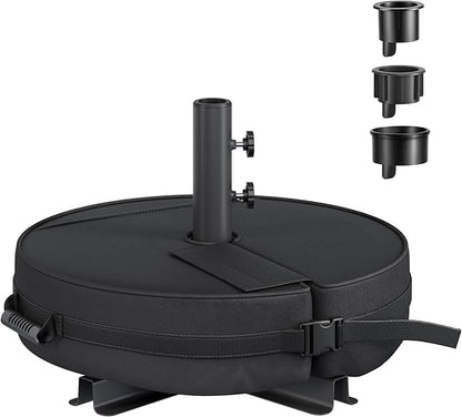 SONGMICS Umbrella Base, Round Patio Umbrella Stand, Sand Fillable Bag 66 lb, for 5-10 ft Umbrellas, Heavy-Duty, for Poles of Different Diameters, Oudoor Beach Lawn, Black UGUB0041B01