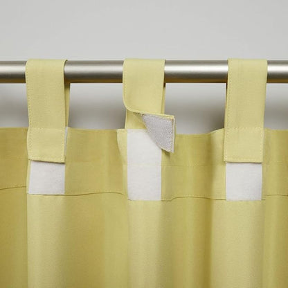 Exclusive Home Cabana Solid Indoor/Outdoor Light Filtering Hook-and-Loop Tab Top Curtain Panel Pair, 54"x63", Sundress