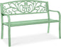 Best Choice Products Outdoor Bench Steel Garden Patio Porch Furniture for Lawn, Park, Deck w/Floral Design Backrest, Slatted Seat - Mint Green