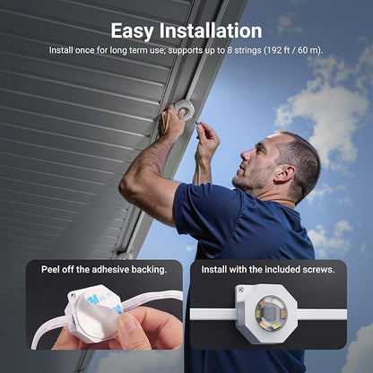 NEEWER 196ft Permanent Outdoor Lights for House Decor, Smart AI RGBCW Outside Eaves String Christmas Lighting with 120 LED Lights App Control 50+ Scenes IP65 Waterproof, Compatible with Alexa, NR02