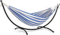 SUNCREAT Backyard Hammock with Frame, Hammock Frames for Outside, 475 lbs Capacity, Blue & White Stripes