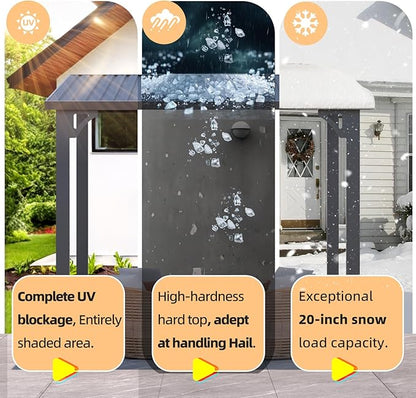 AECOJOY 8' x 20' Outdoor Hardtop Metal Gazebo for Patio, Large Lean to 20x8 Galvanized Steel Wall Mounted Pergolas and Grill Gazebos Clearance, Patio Roof Heavy Duty Metal Awnings for Backyard, Decks
