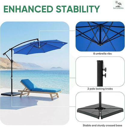 NEWBULIG 10FT Patio Umbrella, Offset Cantilever Outdoor Patio Table Umbrella, UV Protection, Fade Resistant Fabric, Easy Tilt Adjustment for Pool, Deck, Garden, Backyard