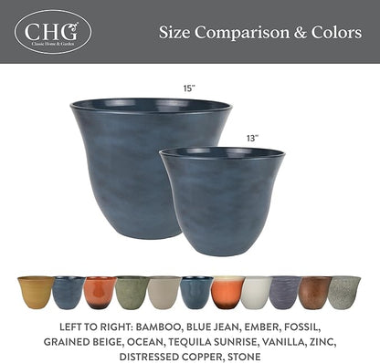 Classic Home and Garden Honeysuckle Resin Planters - Lightweight Indoor & Outdoor Plant Pots - UV-Resistant Plastic Flower Pots - Pot Planters for Flowers & Herbs (13" Vanilla White)
