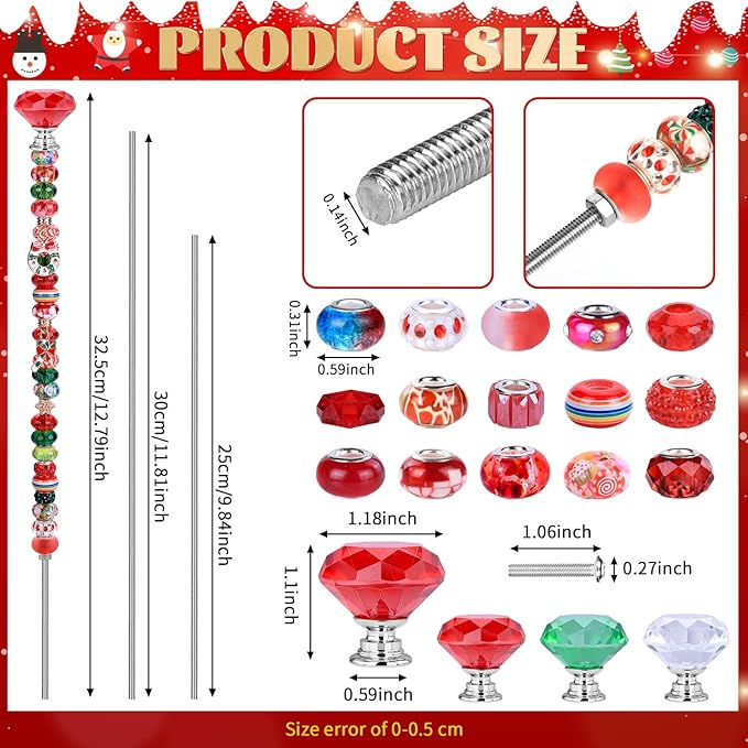 Decorative Garden Stakes DIY Fairy Wand Kit with Beads, Red Green White