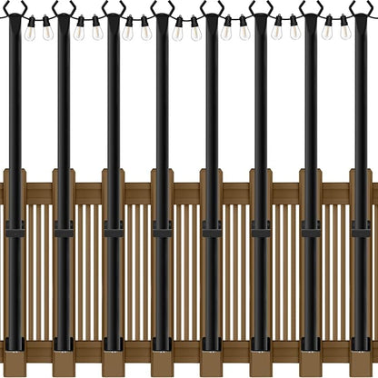 AILBTON 8 Pack 5Ft String Light Poles,Light Poles for Outside String Lights,Outdoor Light Poles with Fence Bracket,Metal Pole Stand for Patio,Backyard,Deck